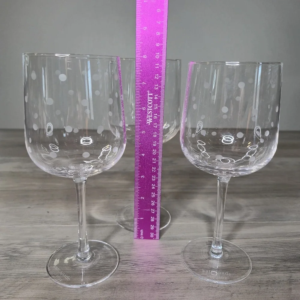 Lenox Kate Spade New York Larabee Dot Wine Glass Set of 3 16oz Discontinued